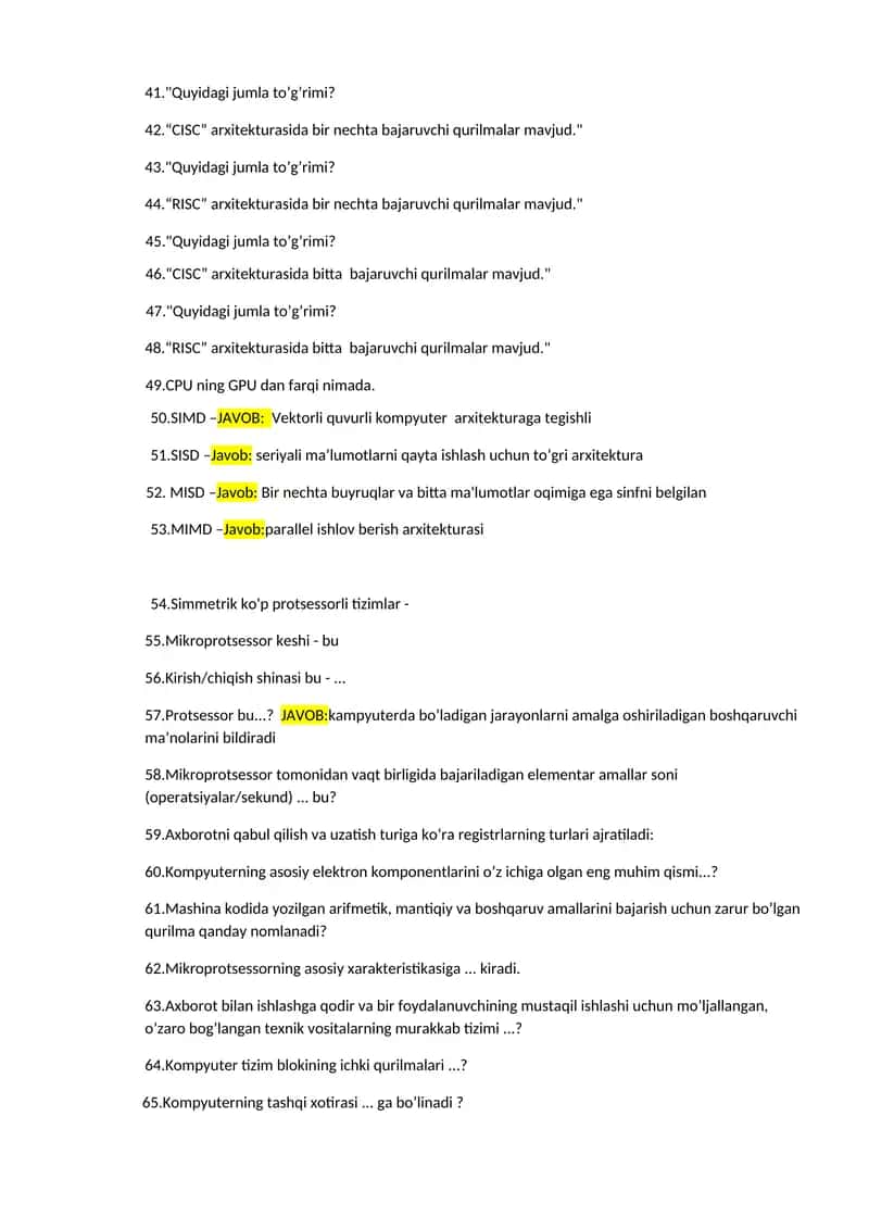 SIMD va SISD rivojlanishi 1