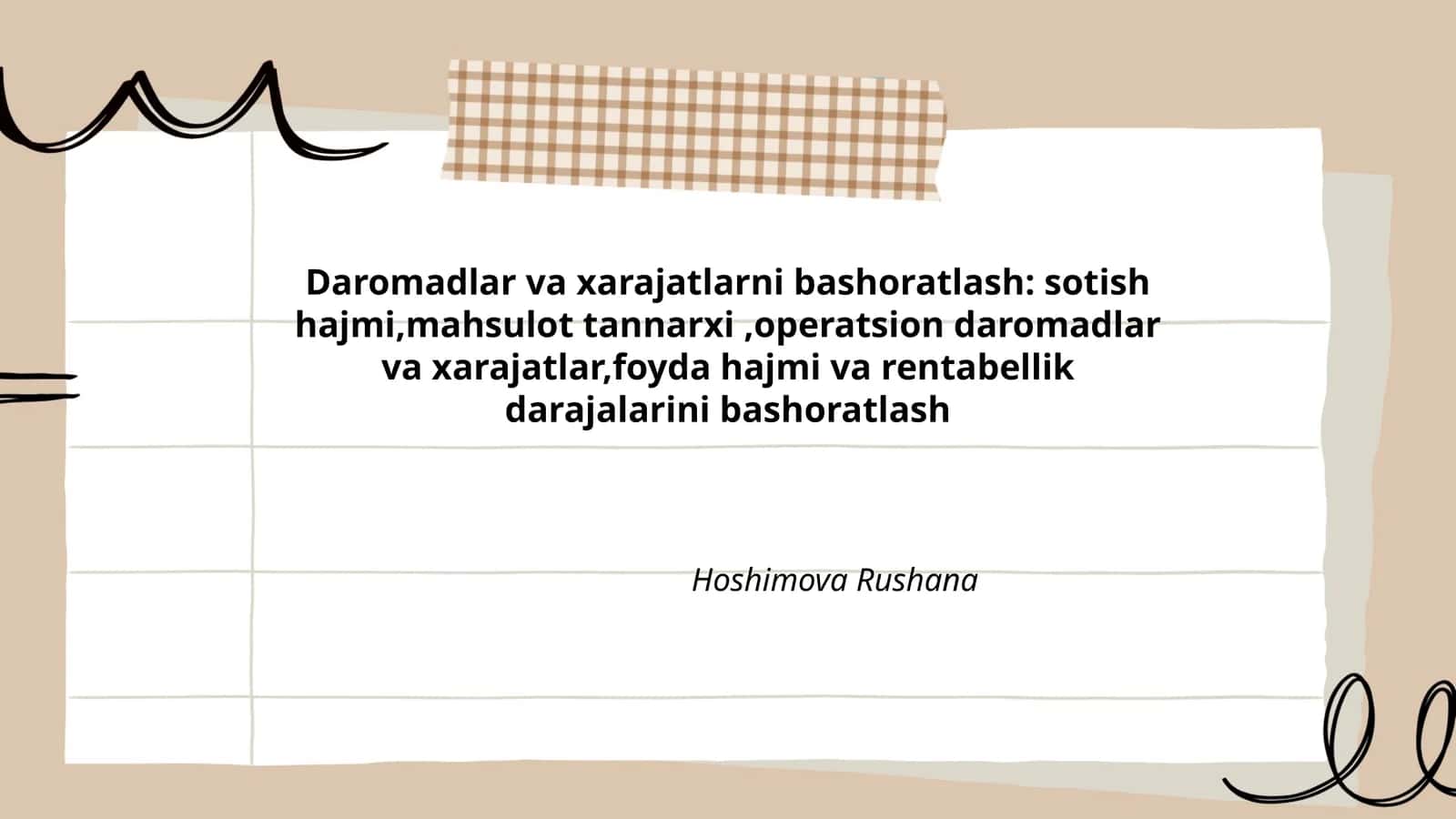 Daromadlar va xarajatlarni bashoratlash 1