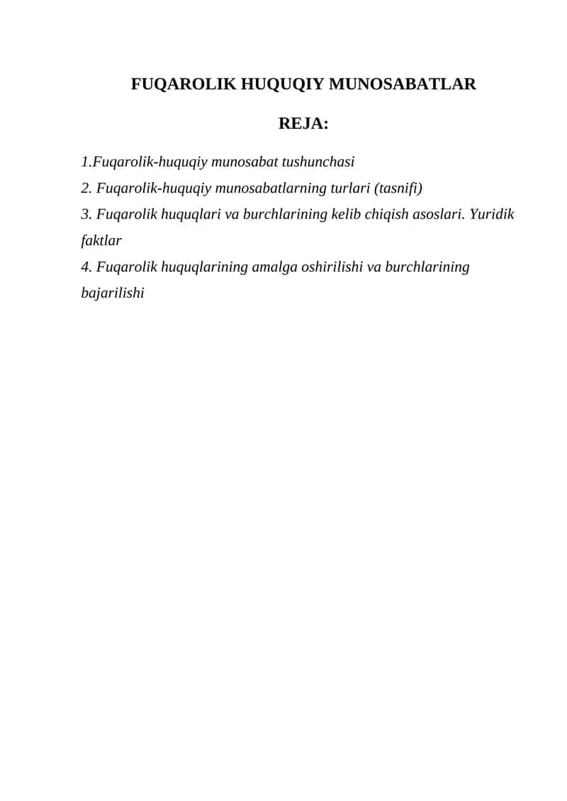Fuqarolik-huquqiy munosabatlar 1