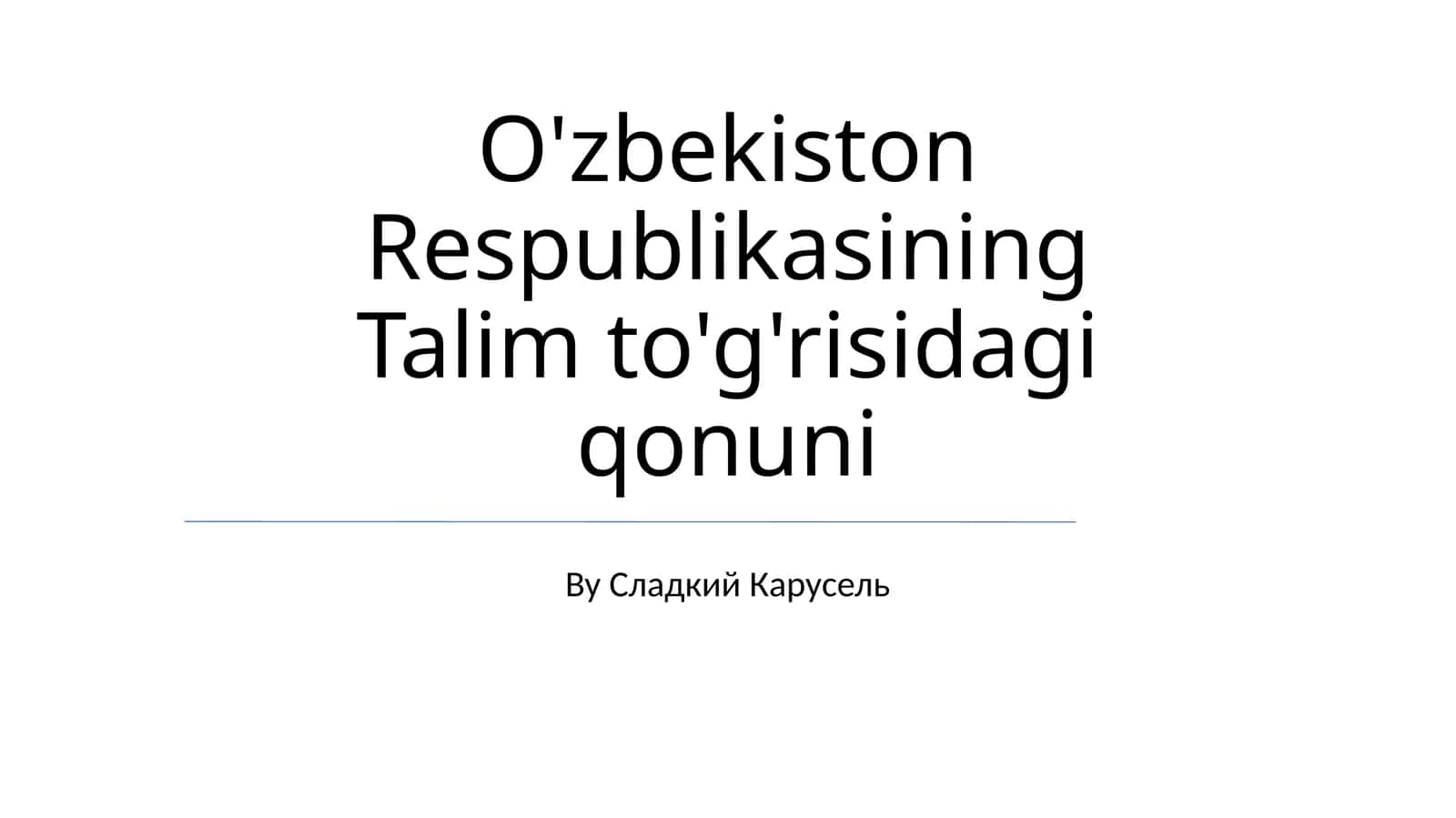 O'zbekiston Respublikasining Talim to'g'risidagi qonuni 1