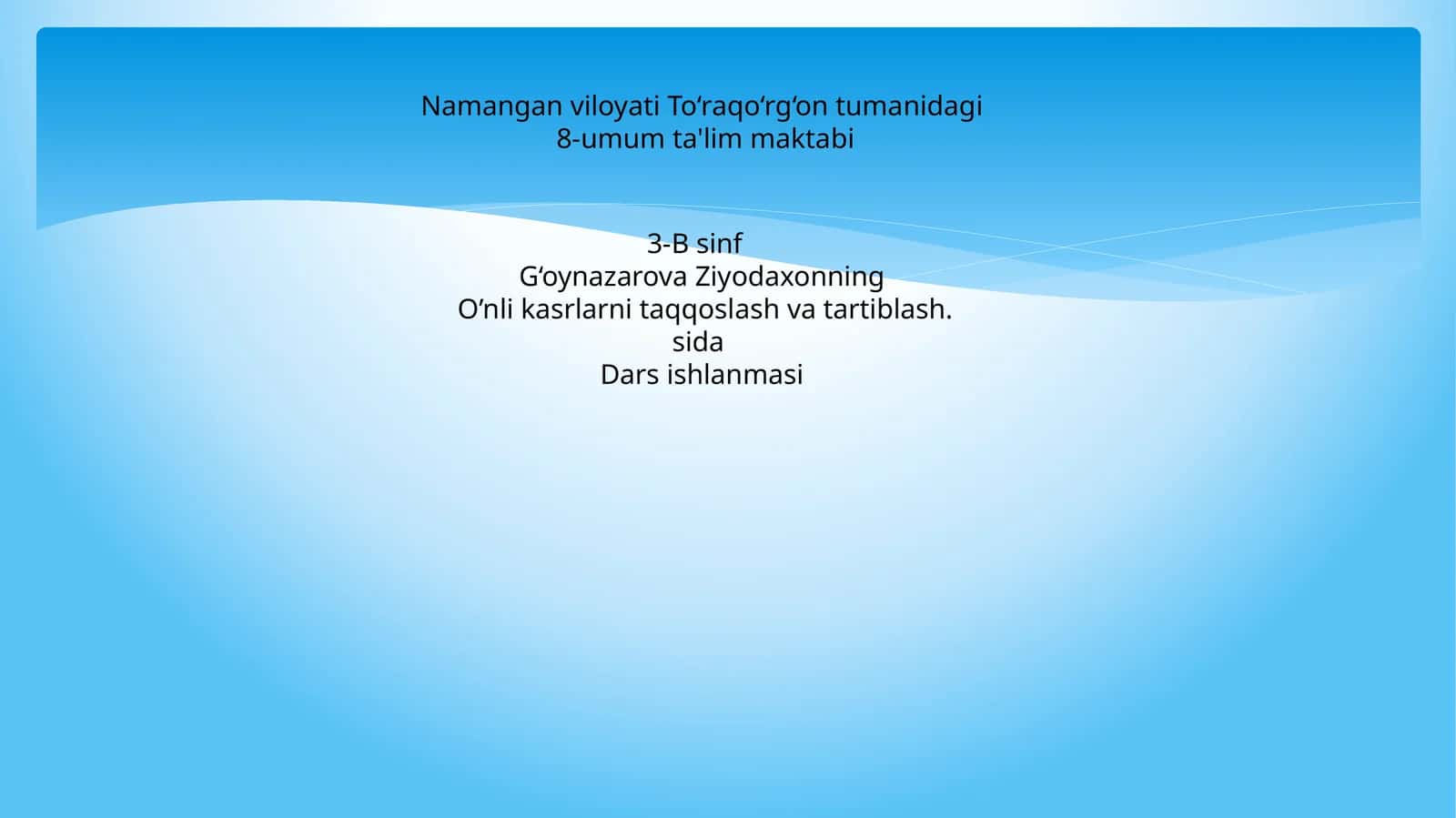 O'nli kasrlarni taqqoslash va tartiblash 1
