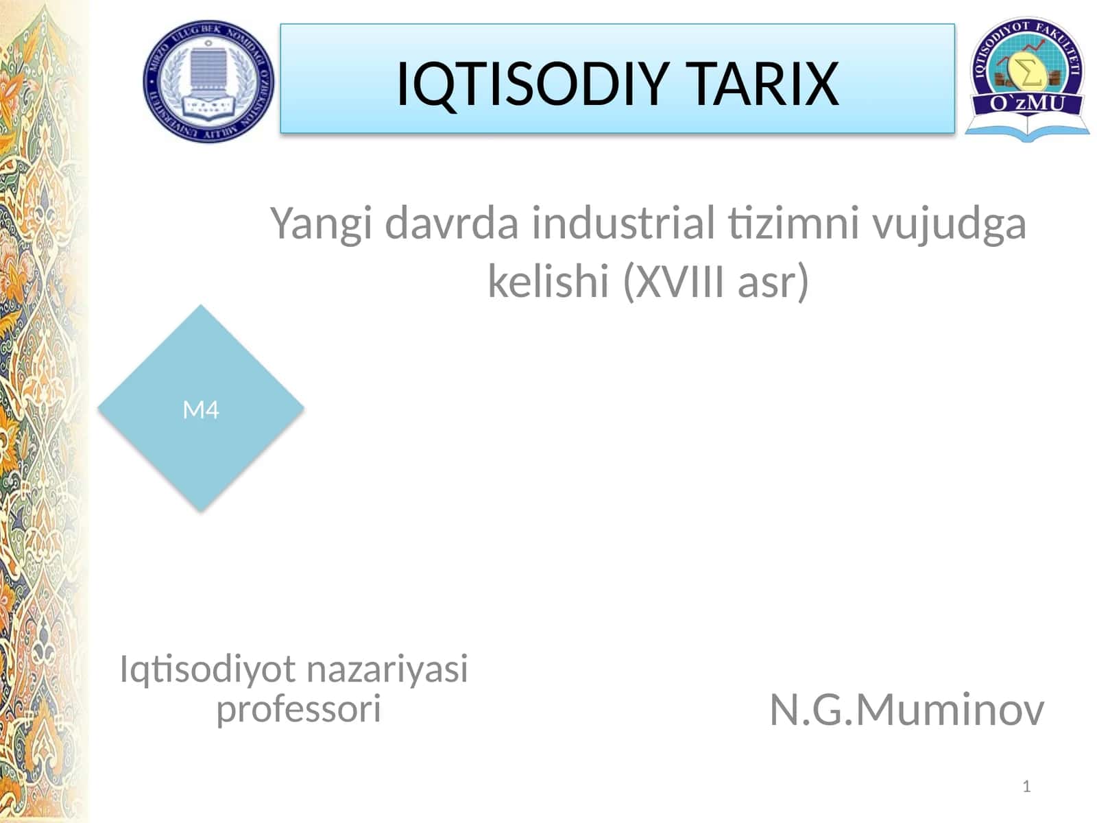 Yangi davrda industrial tizimni vujudga kelishi (XVIII asr) 1