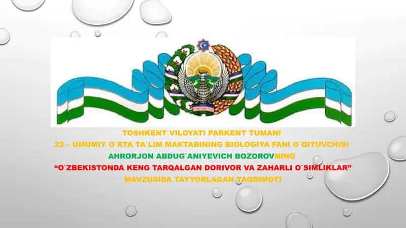 O`zbekistonda keng tarqalgan dorivor va zaharli o`simliklar taqdimoti 1