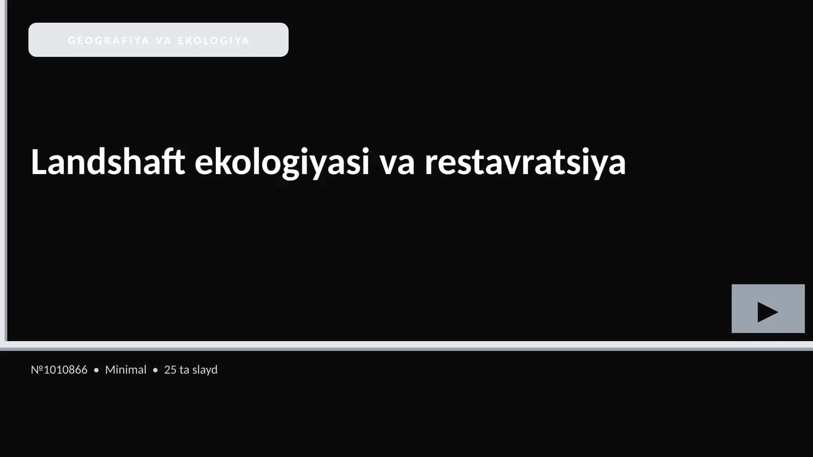 Landshaft ekologiyasi va restavratsiya 1