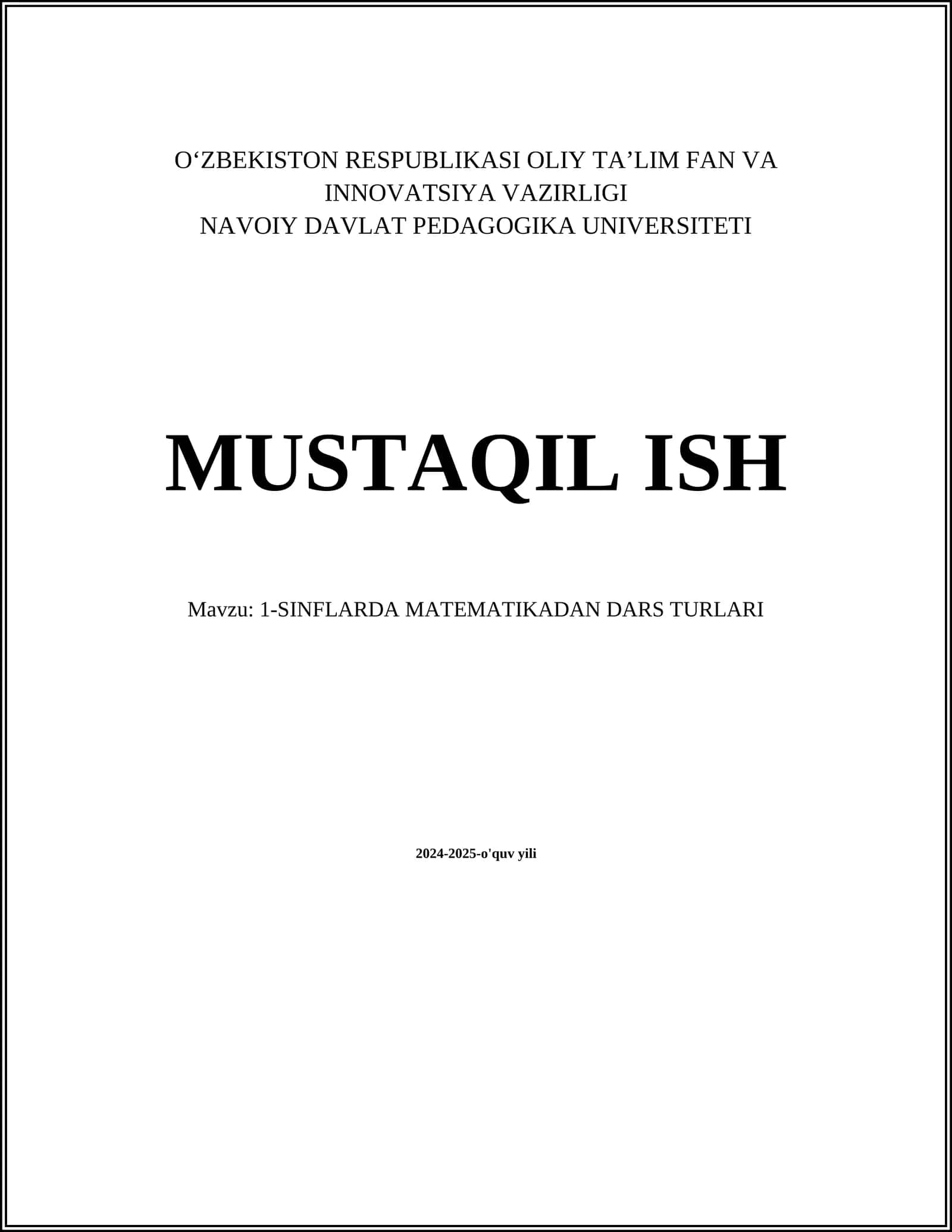 1-SINFLARDA MATEMATIKADAN DARS TURLARI 1