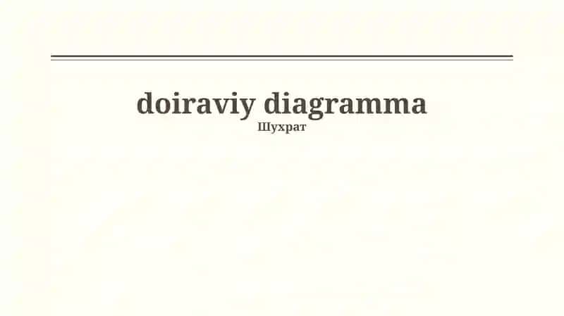 Doiraviy Diagrammalarning Turlari va Qo'llanilishi