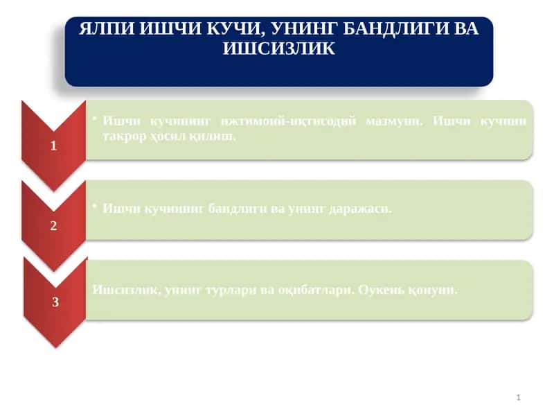 ЯЛПИ ИШЧИ КУЧИ, УНИНГ БАНДЛИГИ ВА ИШСИЗЛИК 1