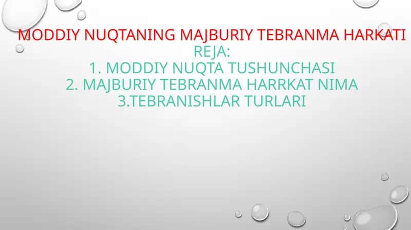 Moddiy nuqtaning majburiy tebranma Harkatireja 1