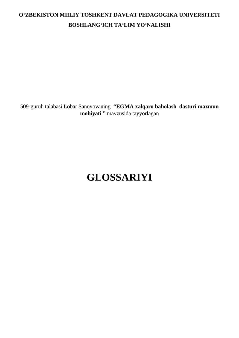EGMA xalqaro baholash dasturi 1