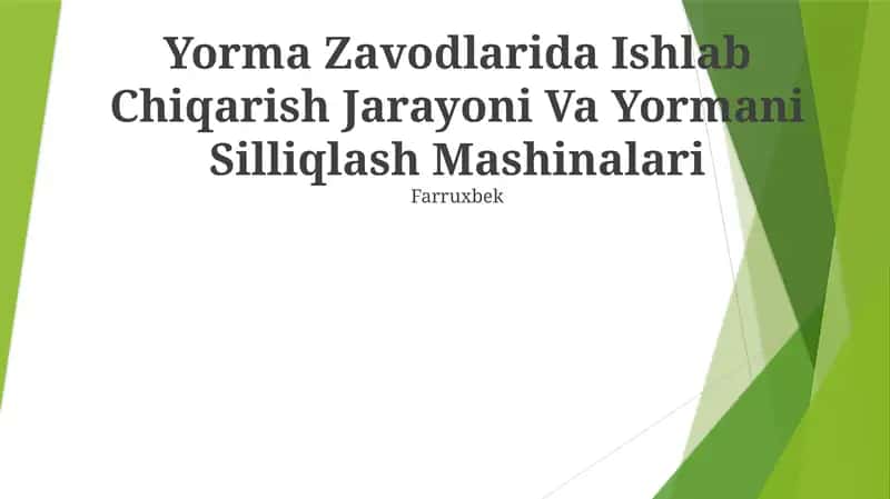 Yorma Zavodlarida Ishlab Chiqarish Jarayoni Va Yormani Silliqlash Mashinalari 1