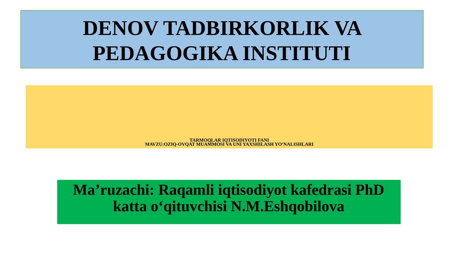 Oziq-Ovqat Muammosi va Uni Yaxshilash Yo‘nalishlari 1