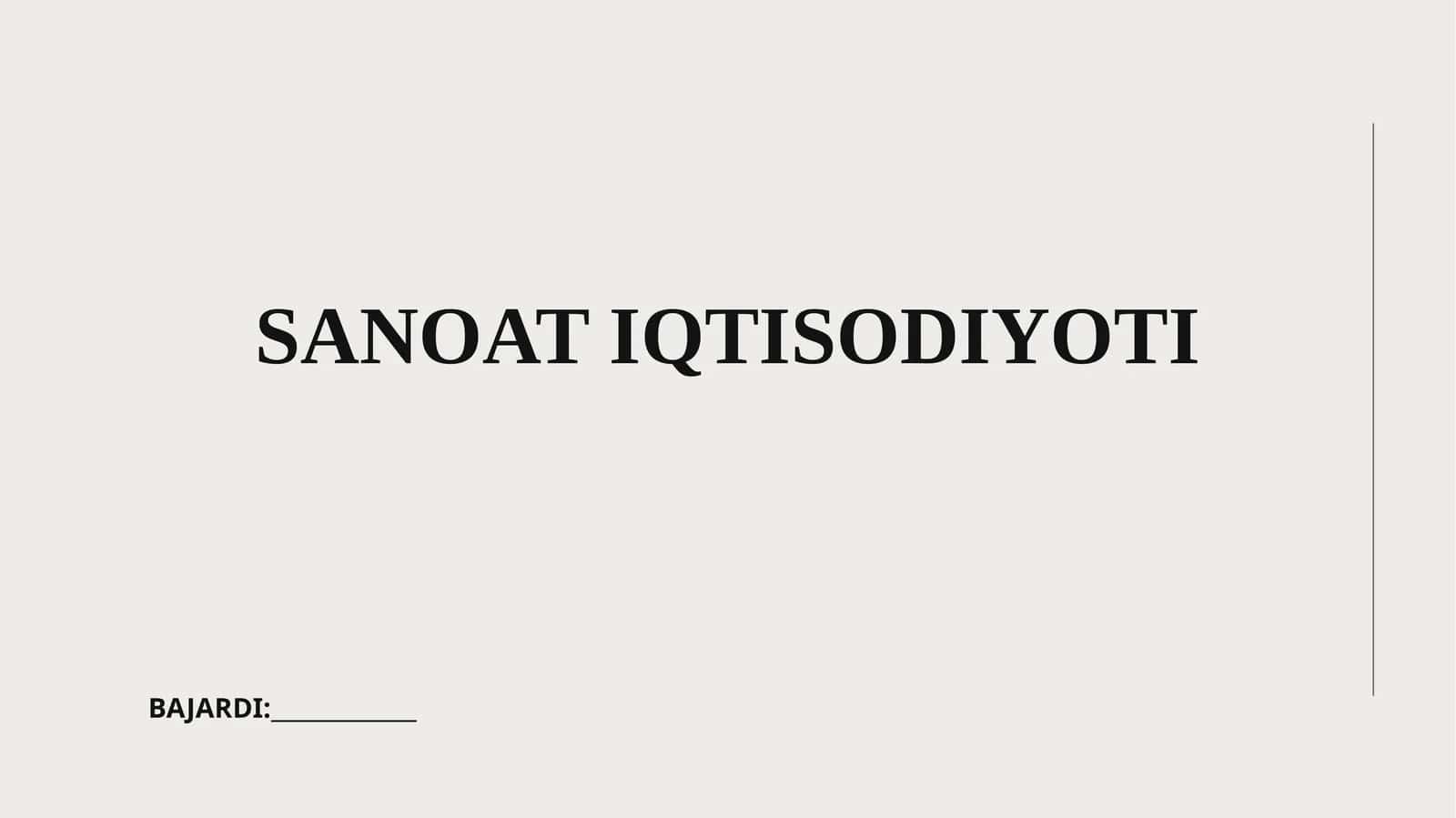 Sanoat Iqtisodiyoti 1
