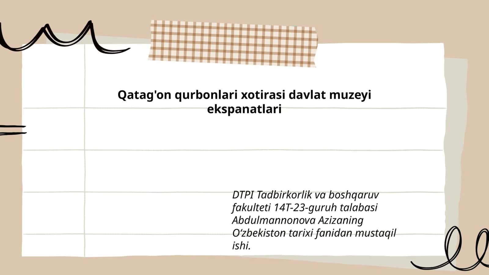 Qatag'on qurbonlari xotirasi davlat muzeyi ekspanatlari 1