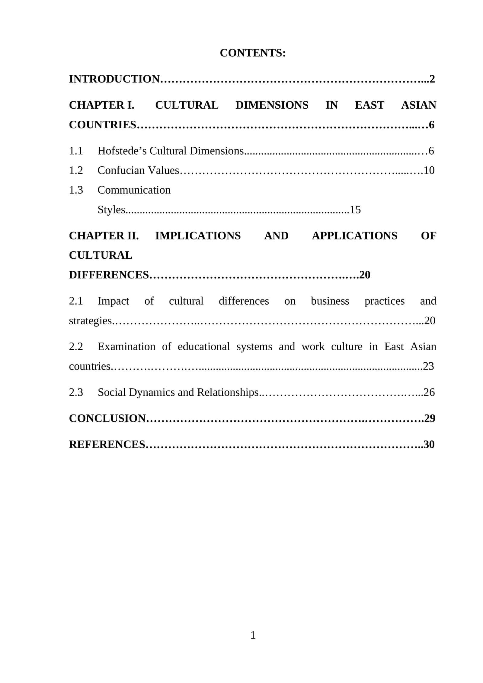 Cultural Dimensions in East Asian Countries 1