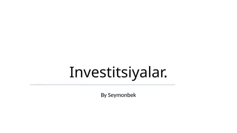 Investitsiyalar 1