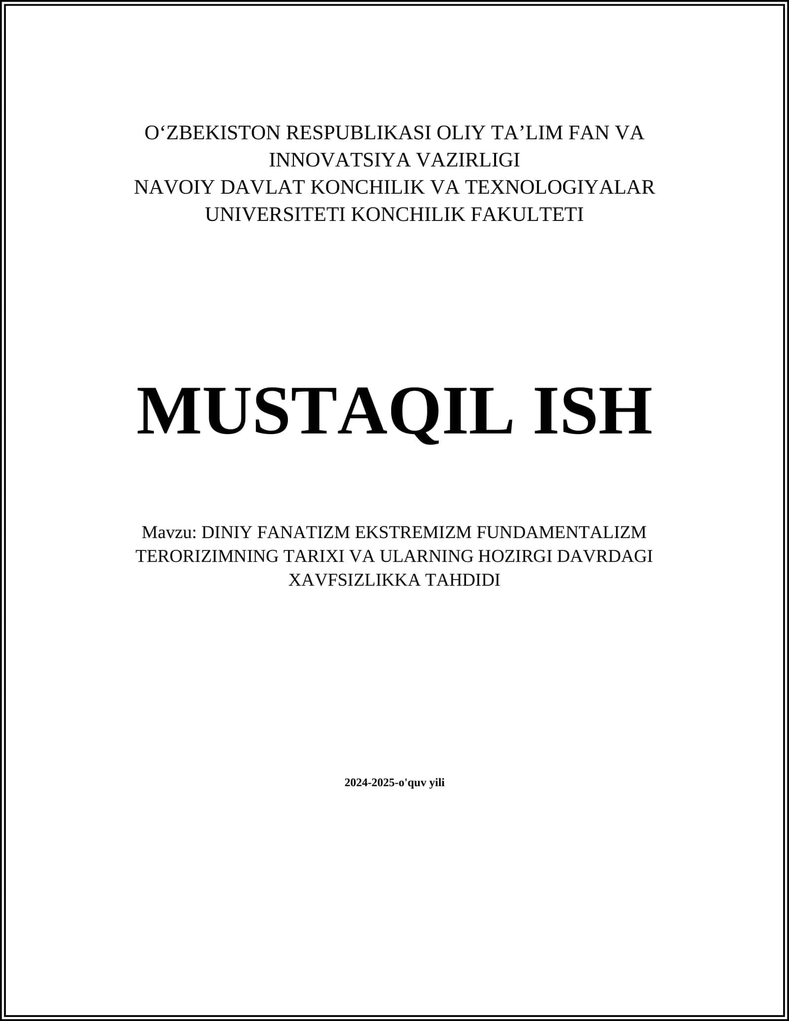 Diniy fanatizm ekstremizm va terorizm 1