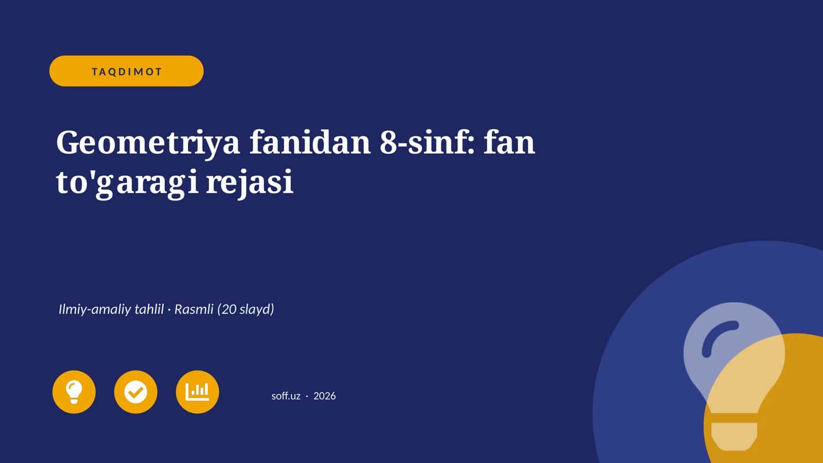 Geometriya fanidan 8-sinf: fan to'garagi rejasi 1