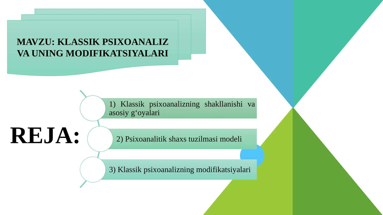 KLASSIK PSIXOANALIZ VA UNING MODIFIKATSIYALARI 1
