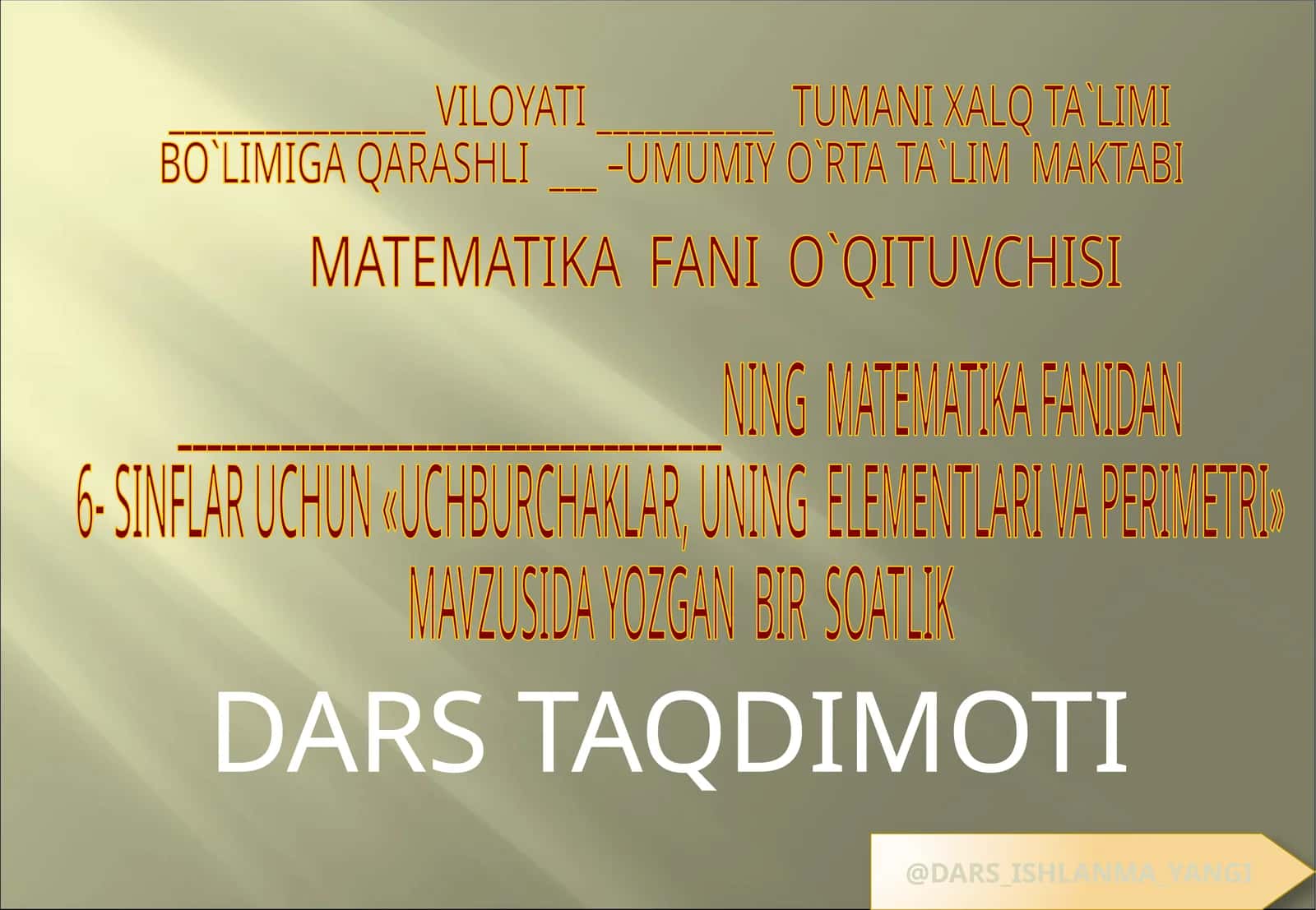 UCHBURCHAKLAR, UNING ELEMENTLARI VA PERIMETRI 1