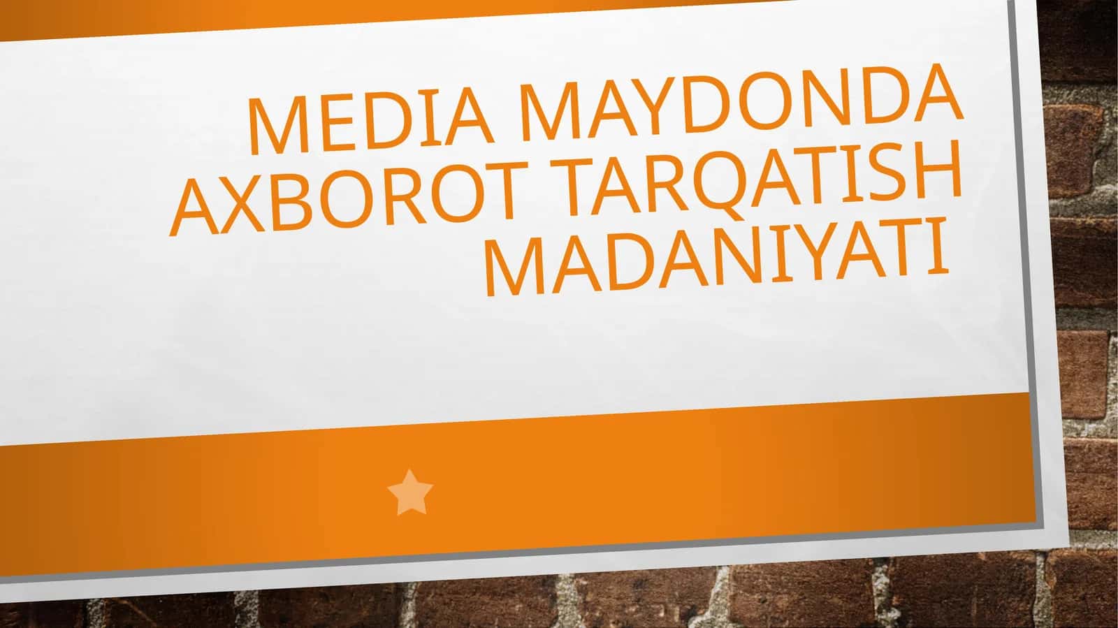 Mediamaydon da axborot-tarqatish madaniyati 1