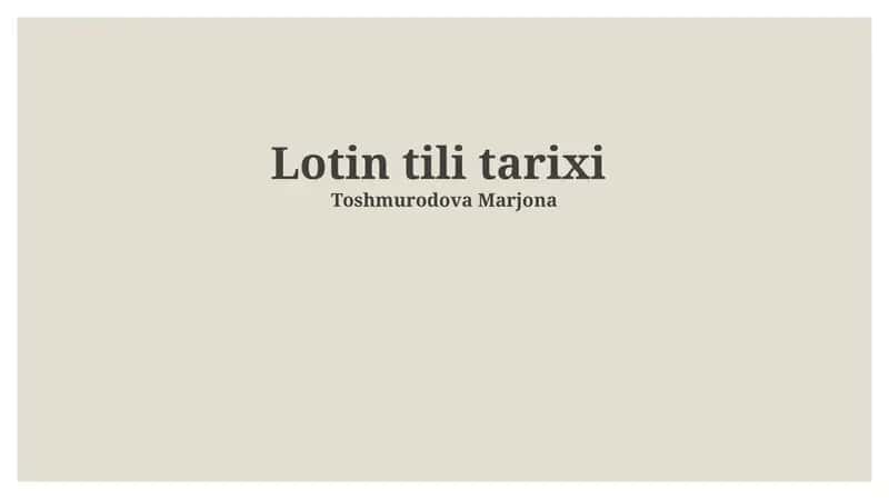 Lotin tili tarixi 1