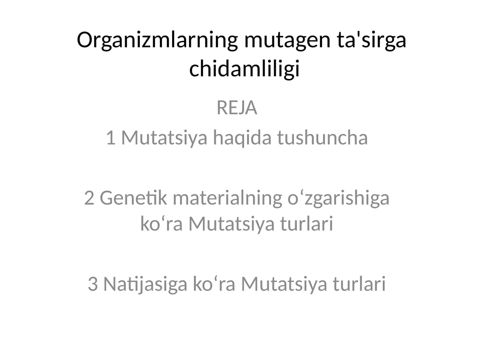 Organizmlarning mutagenta'sirgachi damliligi 1