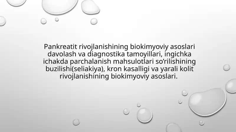Pankreatit rivojlanishining biokimyoviy asoslari 1