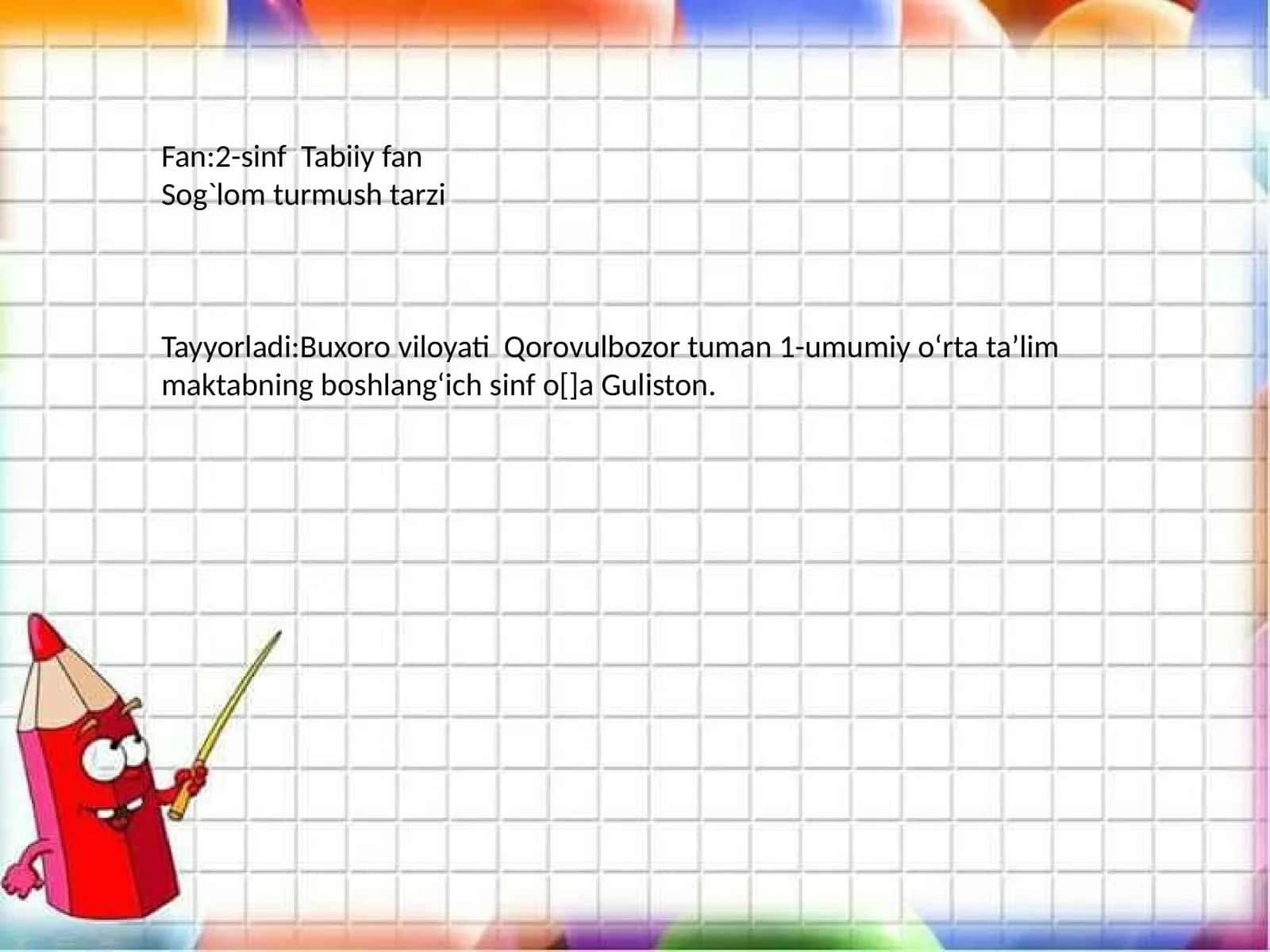 Sog`lom turmush tarzi 1