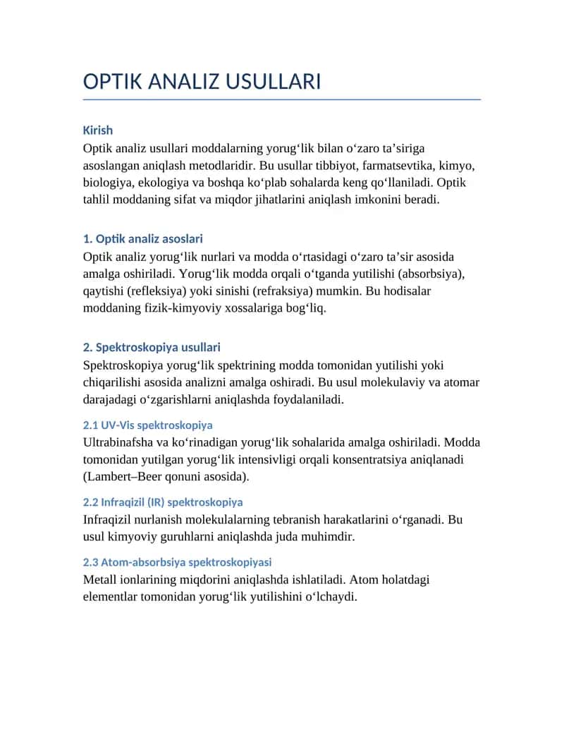 OPTIK ANALIZ USULLARI 1