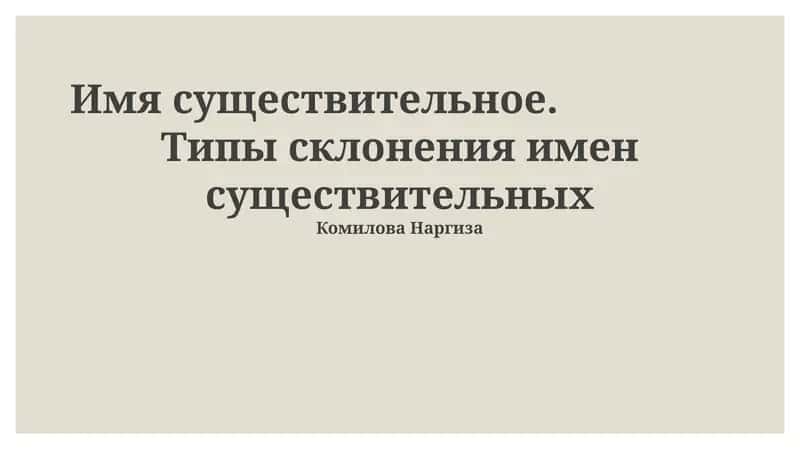 Имя существительное. Типы склонения имен существительных 1