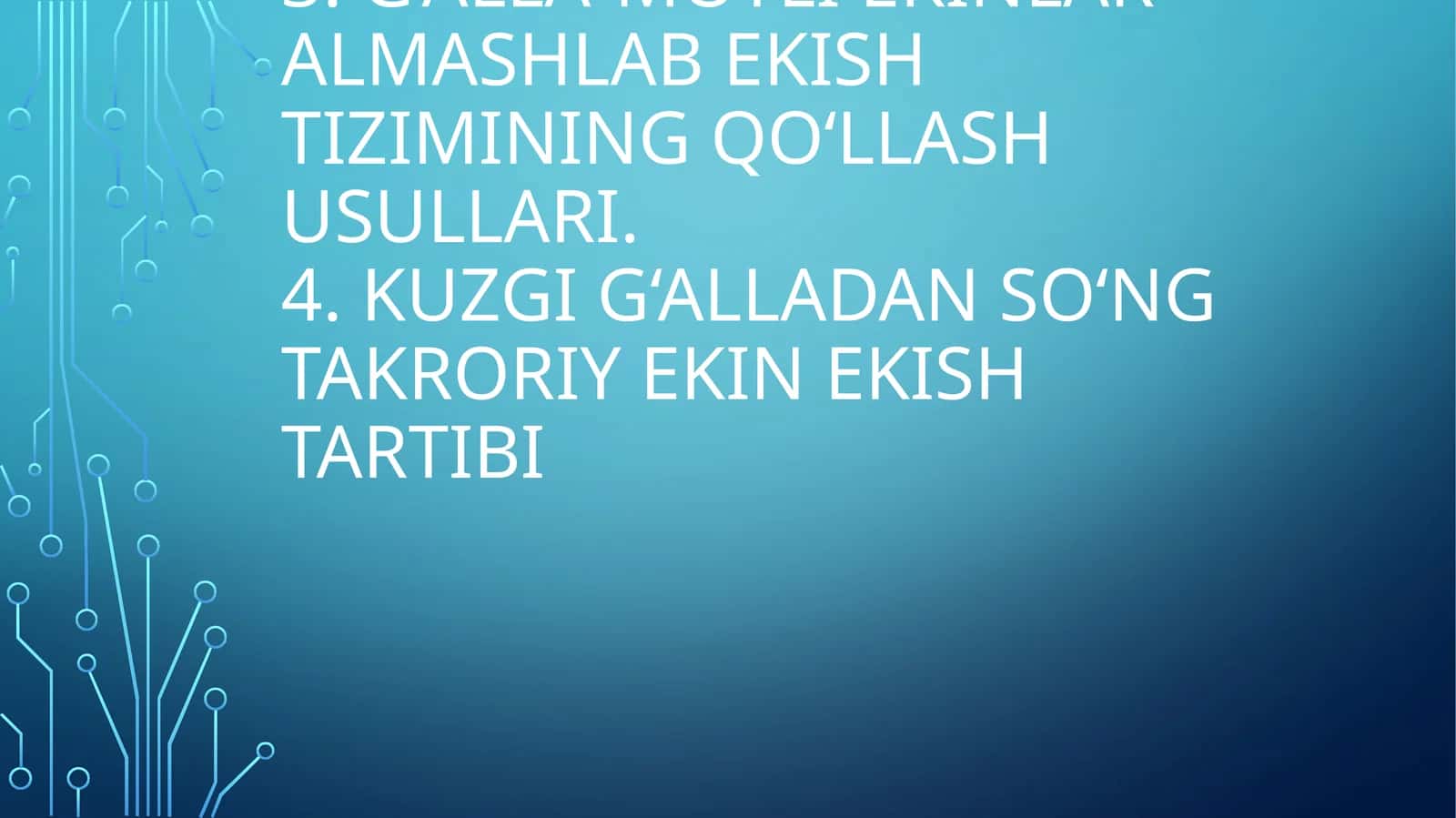 Tog’ oldi yarim sahro mintaqasi uchun tavsiya etilgan almashlab ekish tizimlari 1