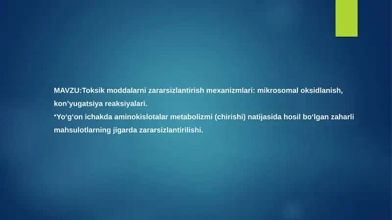 Mikrosomal oksidlanish va kon’yugatsiya reaksiyalari 1