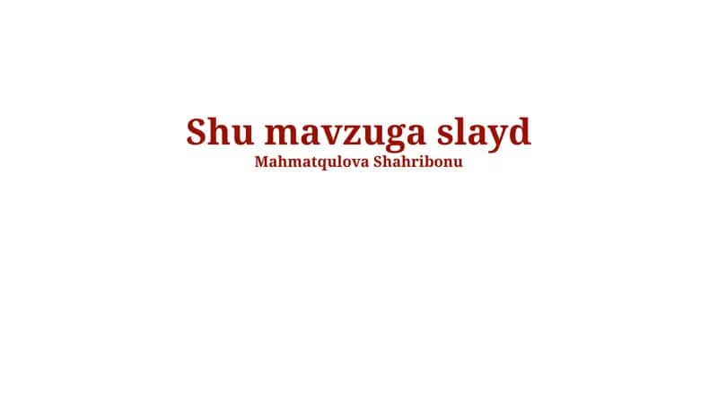 Mavzu ta'rifi va asosiy tushunchalar 1