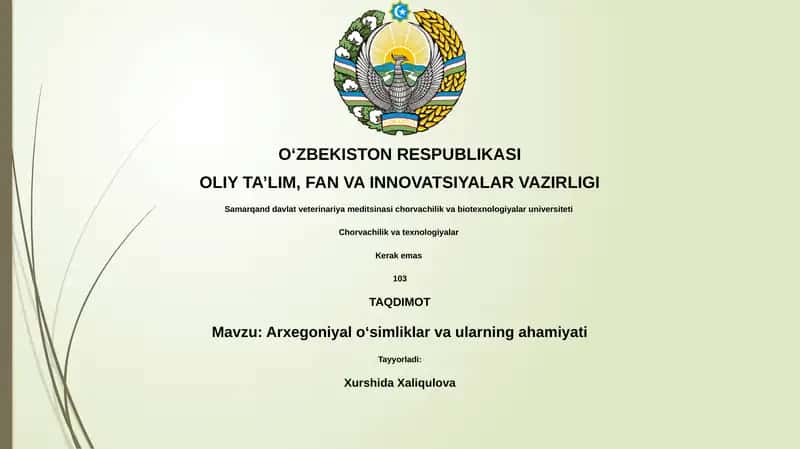 Arxegoniyal O'simliklar va Ularning Ahamiyati 1