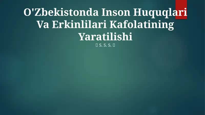 Inson Huquqlari Va Erkinlilari Kafolatining Yaratilishi