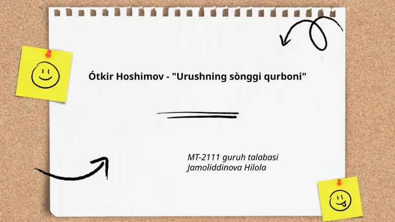 Ótkir Hoshimov - "Urushning sònggi qurboni" 1