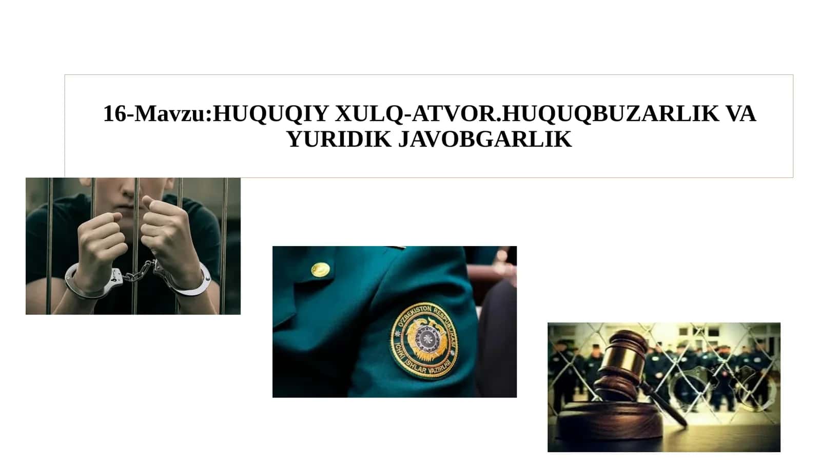 Davlat va huquq nazariyasi fanidan 16-mavzu uchun taqdimot 1