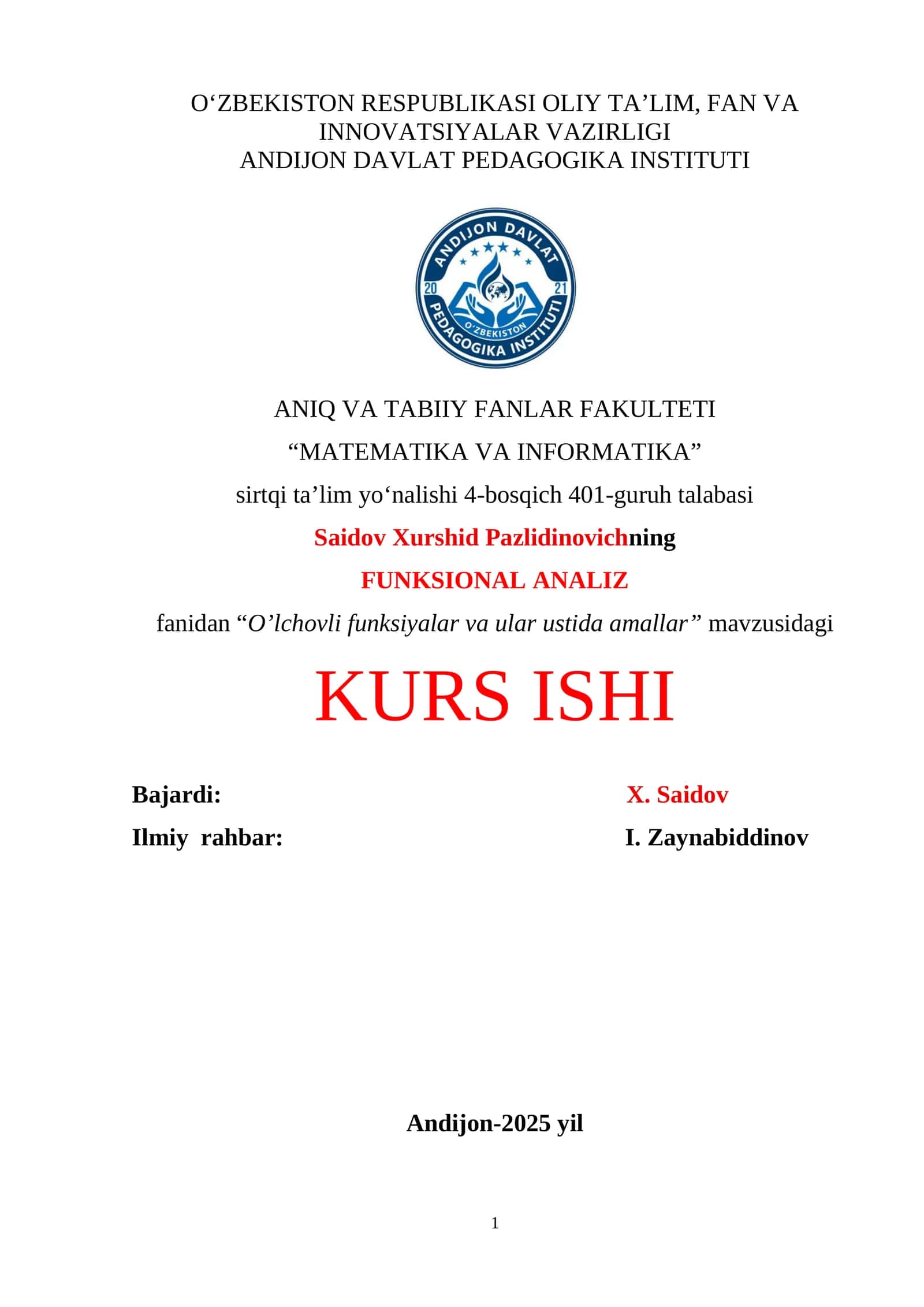 O‘lchovli funksiyalar va ular ustida amallar 1