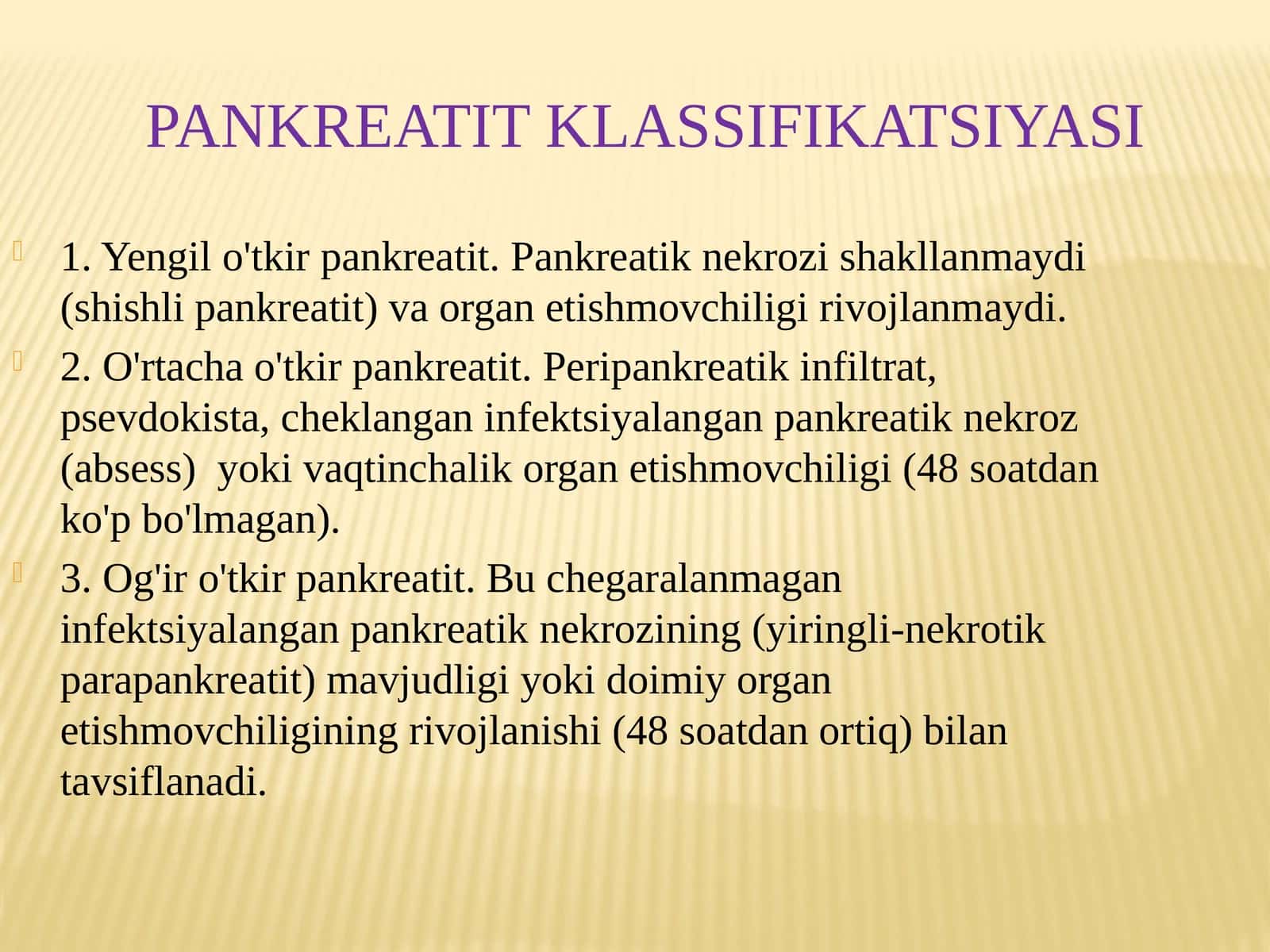 Pankreatit klassifikatsiyasi 1