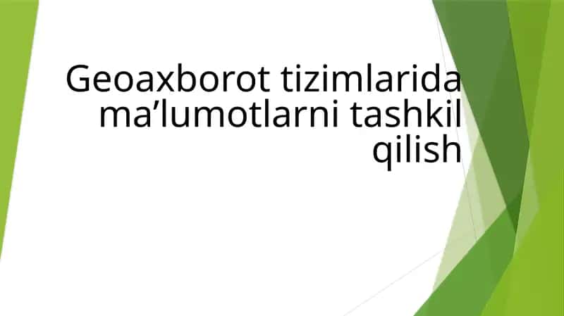 Geoaxborot tizimlarida ma’lumotlarni tashkil qilish 1