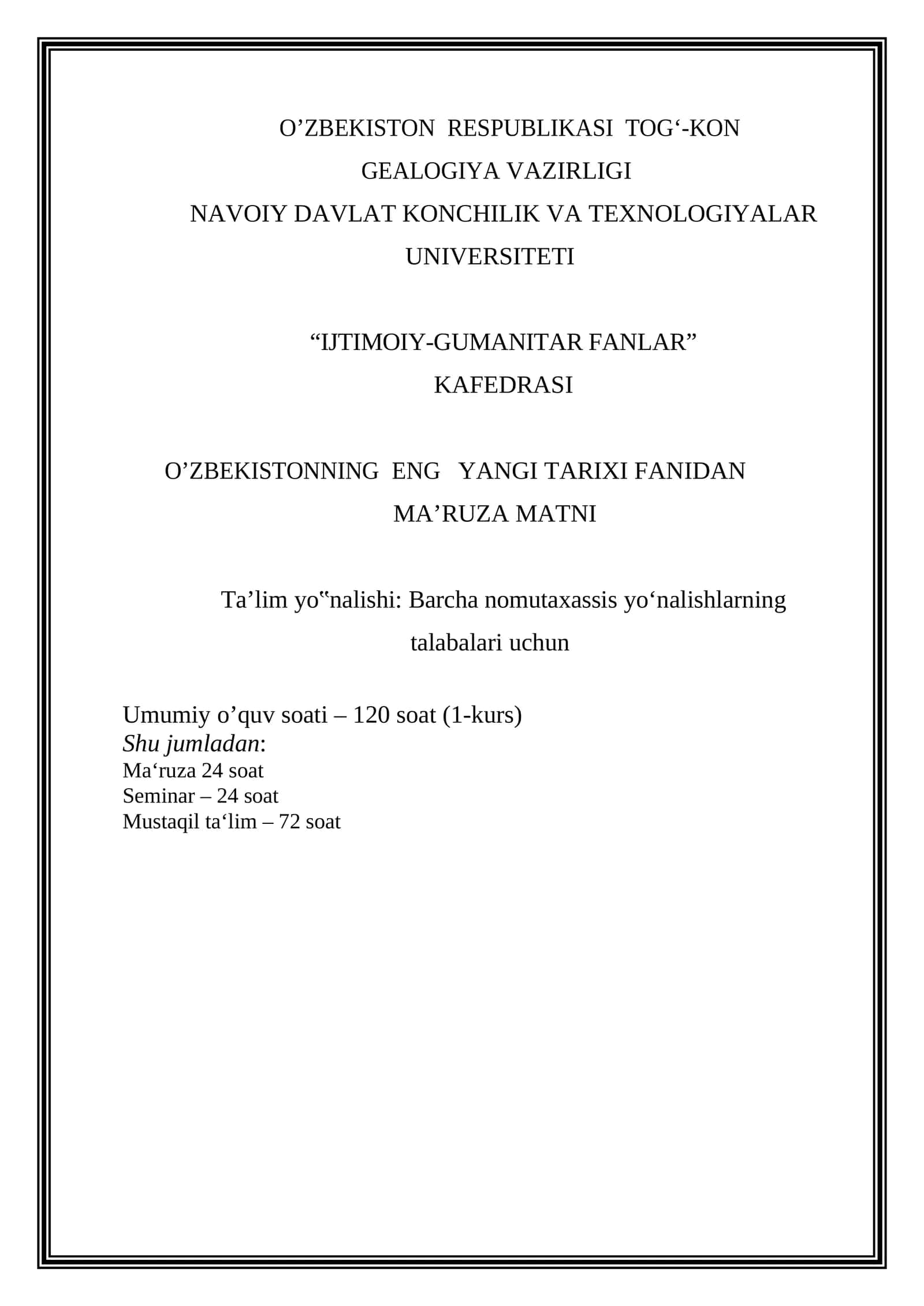 O‘zbekistonning eng yangi tarixi 1