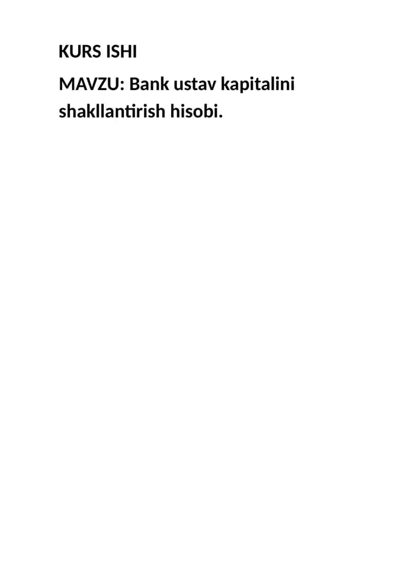 Bank ustav kapitalini shakllantirish hisobi 1