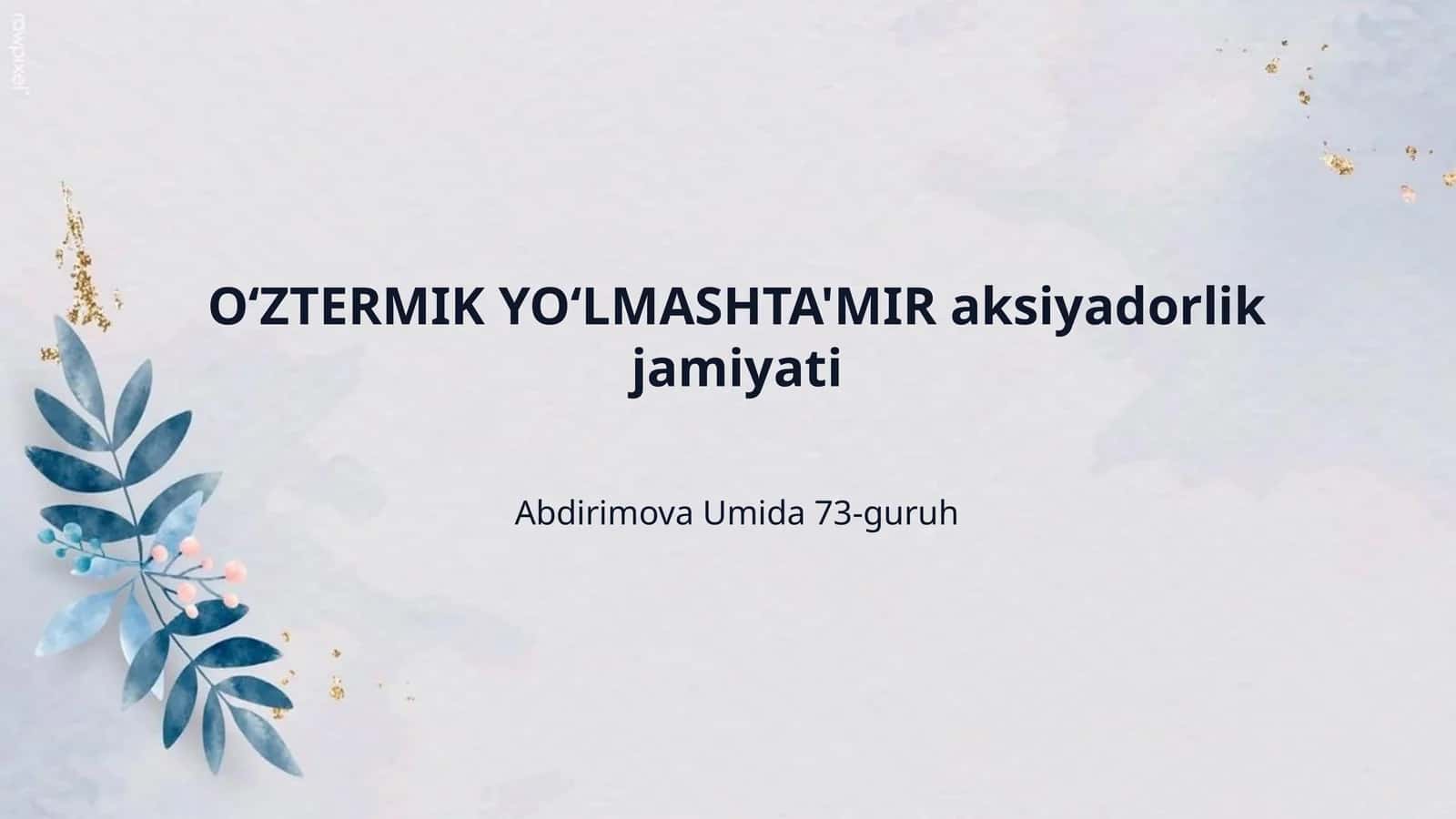 OʻZTERMIK YOʻLMASHTA'MIR aksiyadorlik jamiyati 1