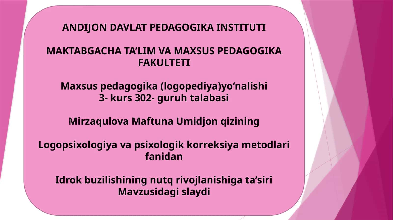 Idrok buzilishining nutq rivojlanishiga ta'siri 1