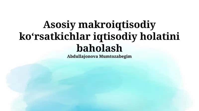 Yalpi ichki mahsulot (YaIM) 1