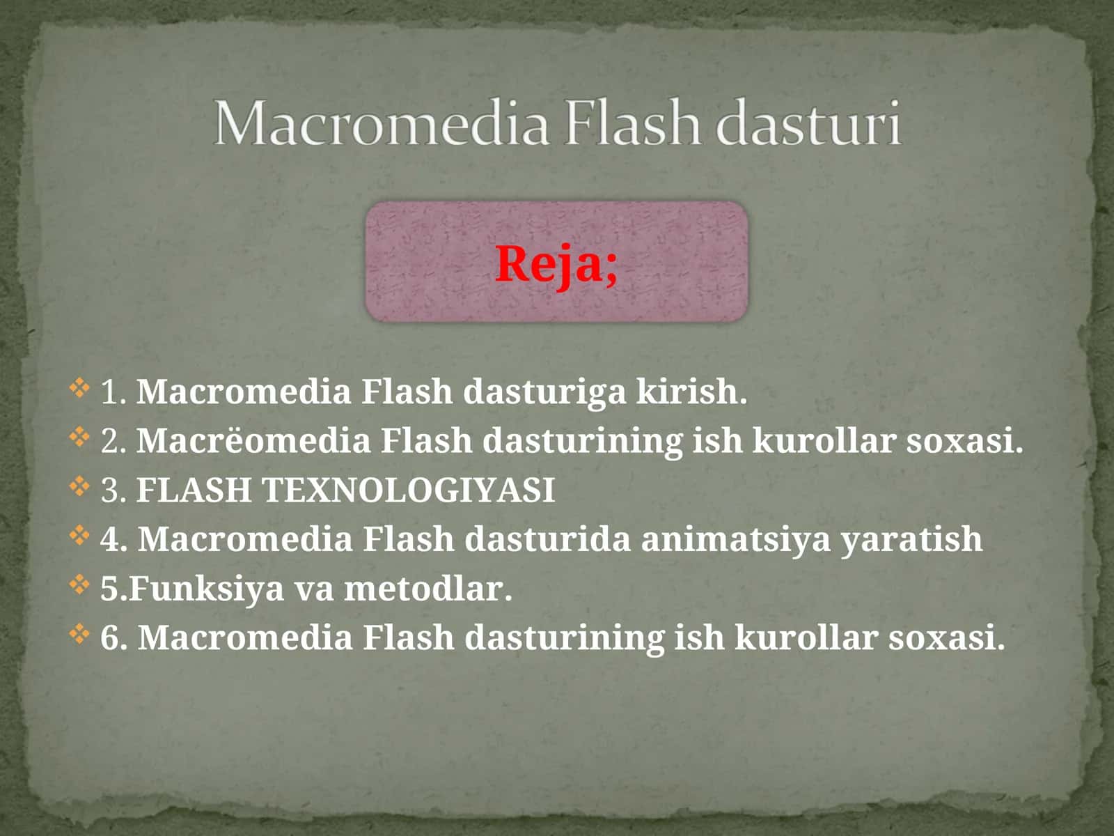 Macromedia Flash dasturiga kirish 1