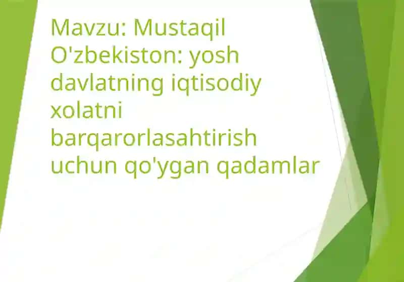 Mustaqil O'zbekiston: yosh davlatning iqtisodiy xolatni barqarorlashtirish uchun qo'ygan qadamlar