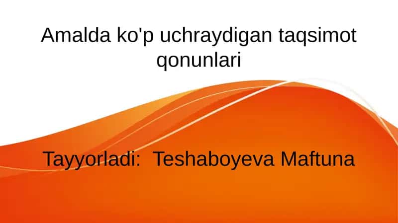 Amalda ko'p uchraydigan taqsimot qonunlari 1