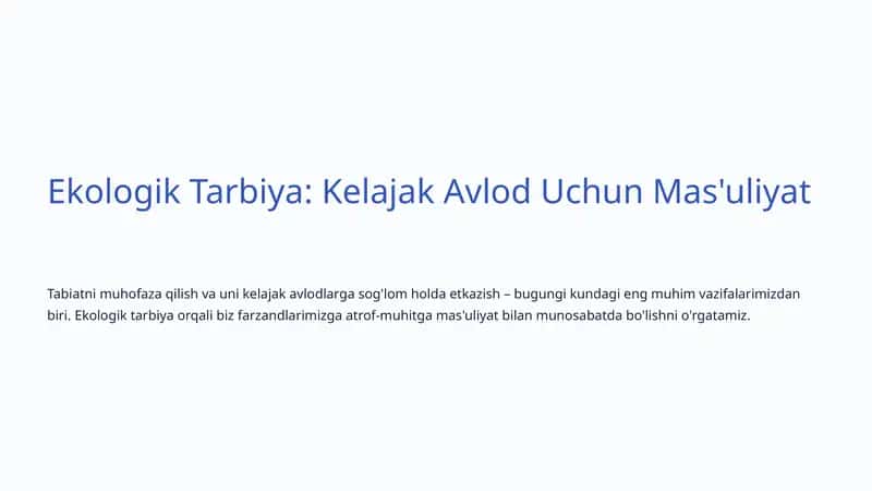 Ekologik Tarbiya 1