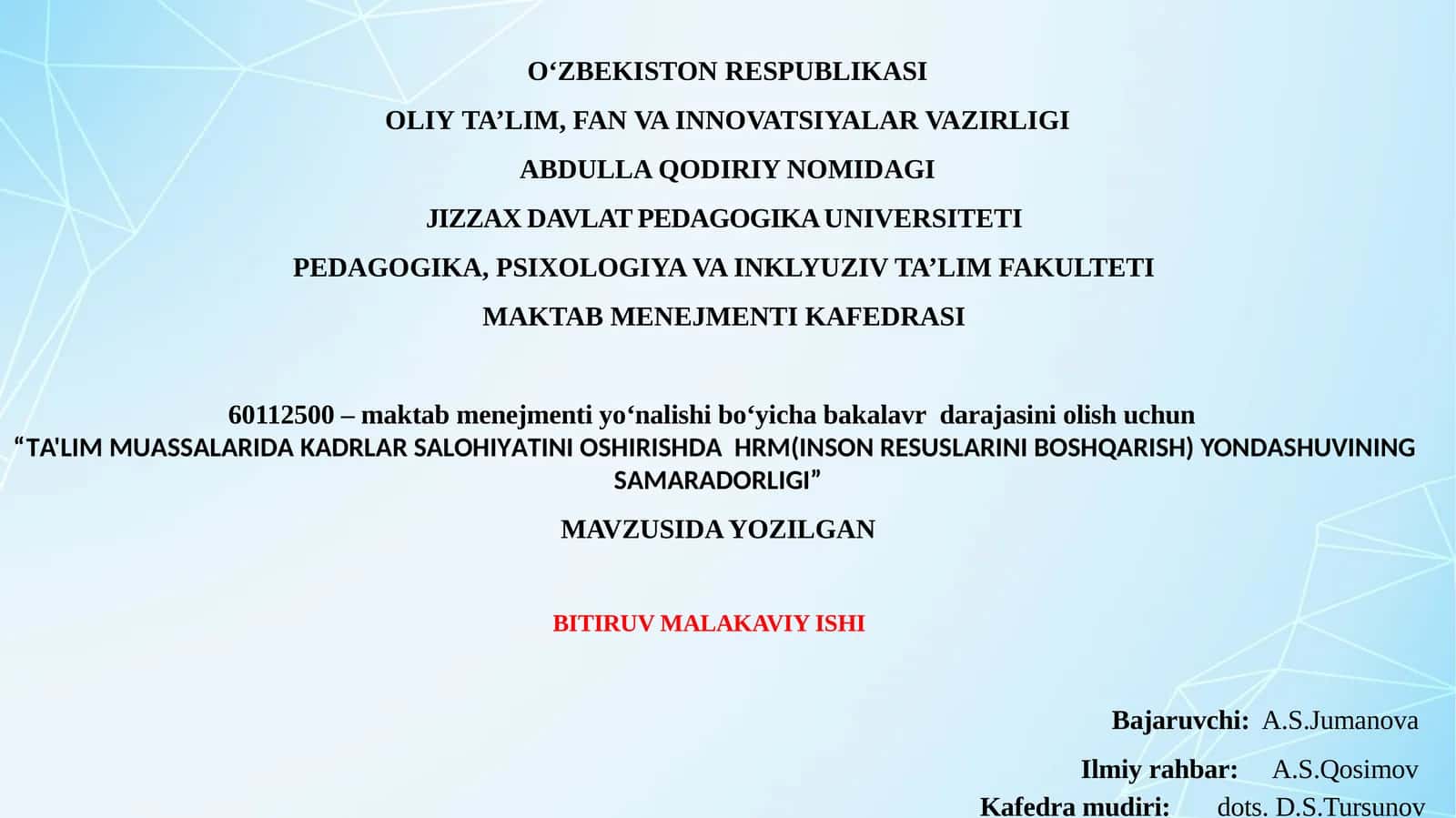 TА'LIM MUАSSАLАRIDА KАDRLАR SАLOHIYАTINI OSHIRISHDА HRM(INSON RESUSLАRINI BOSHQАRISH) YONDАSHUVINING SАMАRАDORLIGI 1